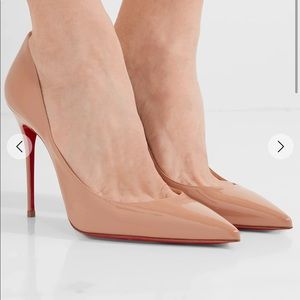 Authentic Christian Louboutin nude patent leather pumps
